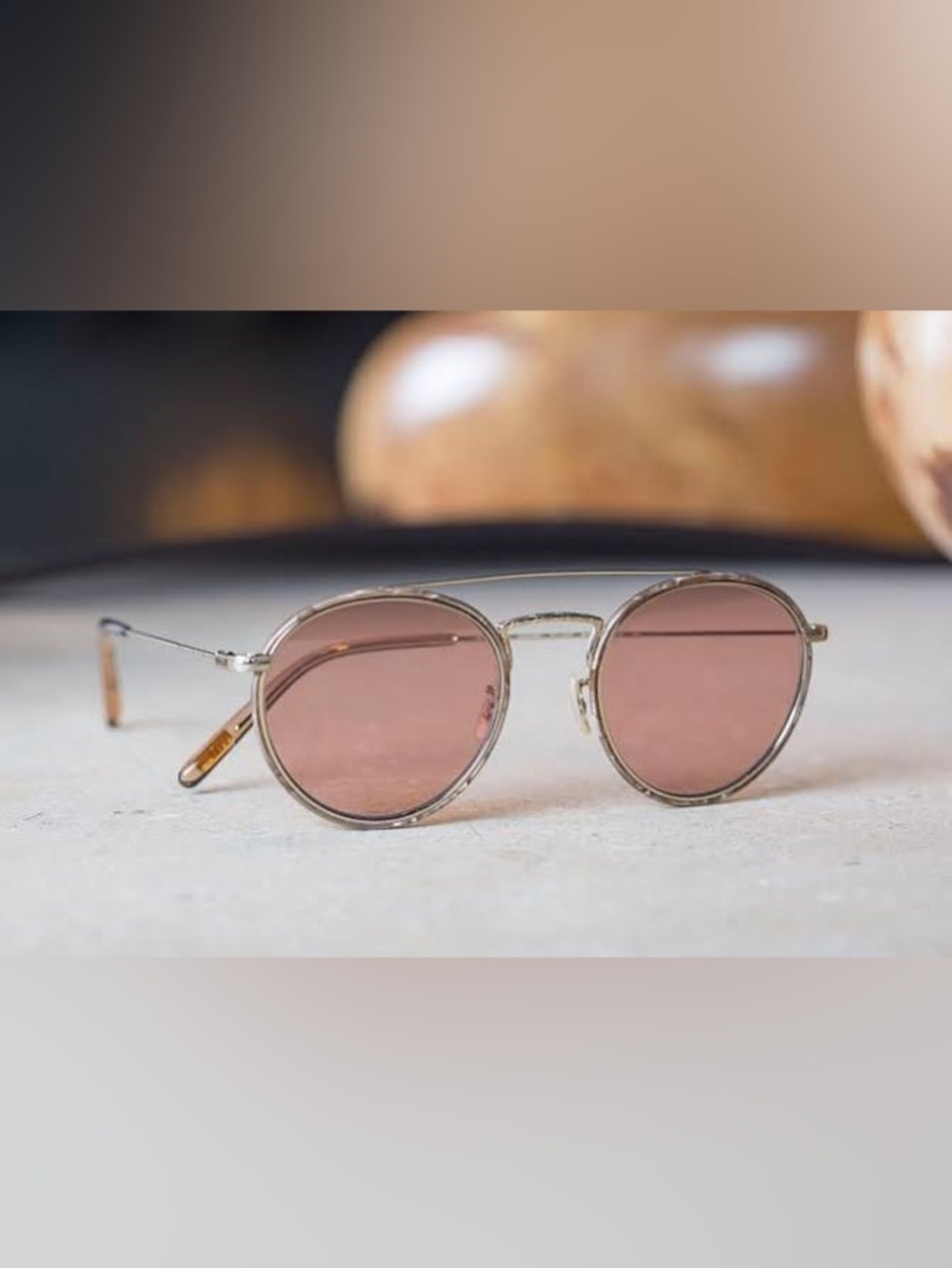 Oliver Peoples Gold Frame Pink Lens Sunglasses rare limited edition